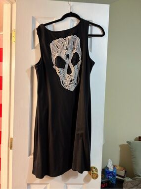 Torrid Black Sleeveless Dress with White Skull Lace Applique